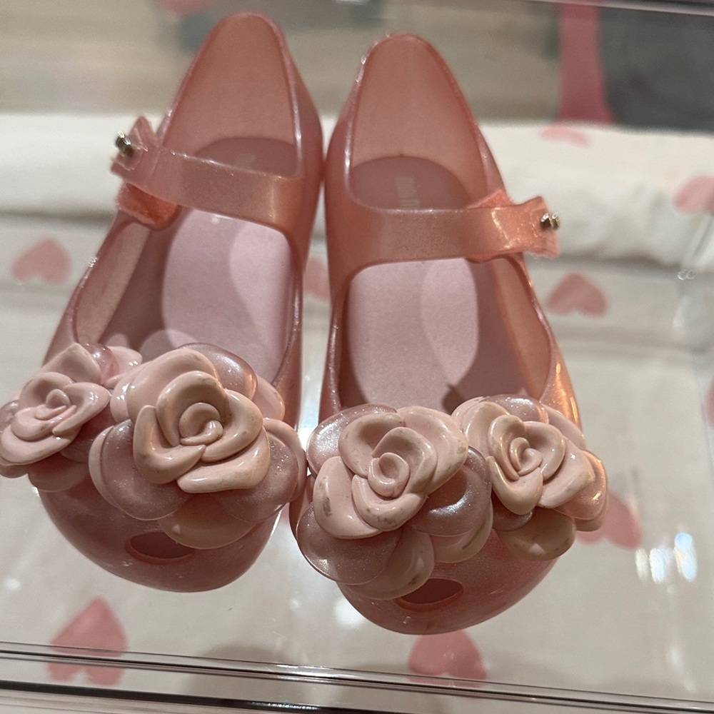 Melissa Girls Pink Flower Mary Jane Kids Shoes